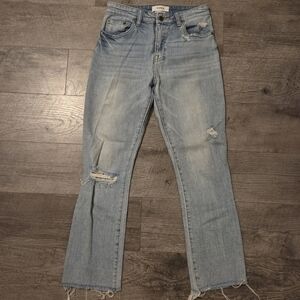 Pistola Charlie High Rise Straight Jeans - Distressed Raw Hem